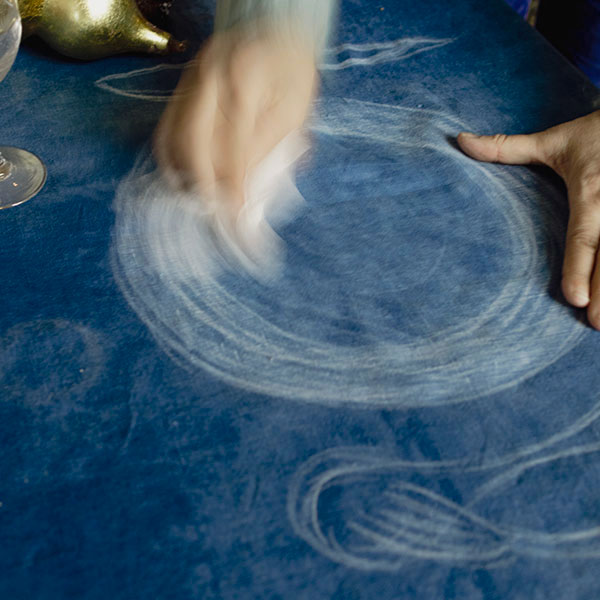 fabrication nappe bleu indigo