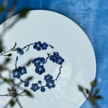 assiette japonaise fleurs bleues_