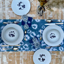collection assiette en porcelaine décor fleurs bleues